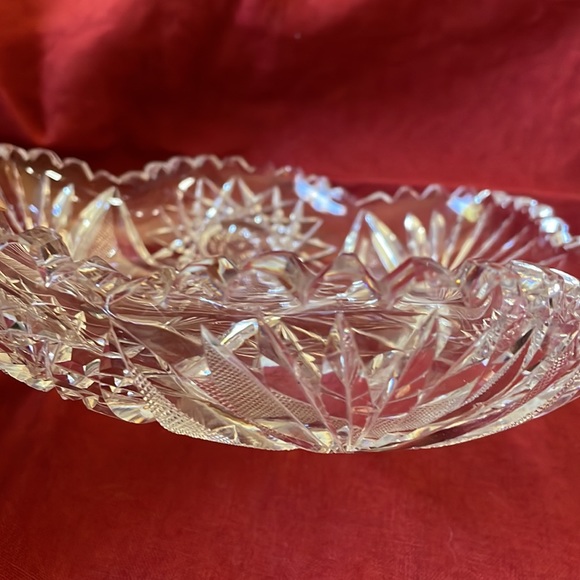 Vintage cut crystal starburst pattern bowl plate - Picture 8 of 10